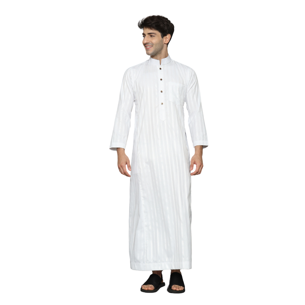 Jubah Pria Gamis Muslim Thobe Motif Salur