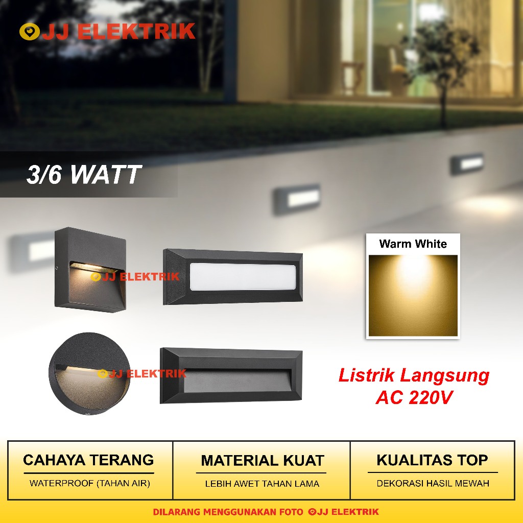 Lampu LED Tempel Tangga Outdoor Indoor - Anti Air, Terang, Hemat Listrik, Elegan Dekorasi Rumah, Res