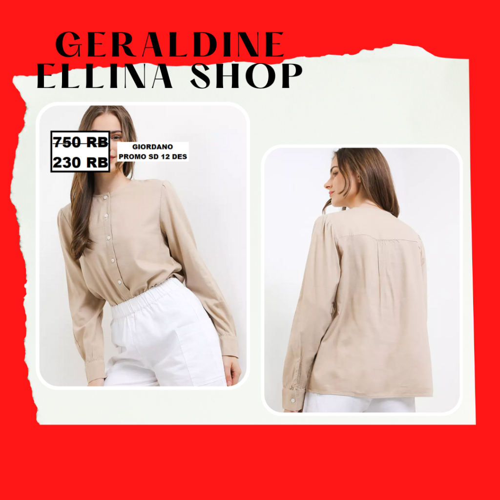 Pakaian GIORDANO 100% original wanita sale COTTON TWILL baju