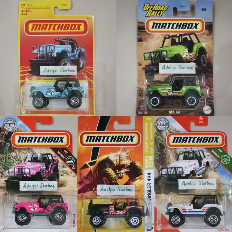 matchbox '60 jeep wrangler 4x4 mbx mountain cj-7 mbx off-road cool mud pink ready for action desert 
