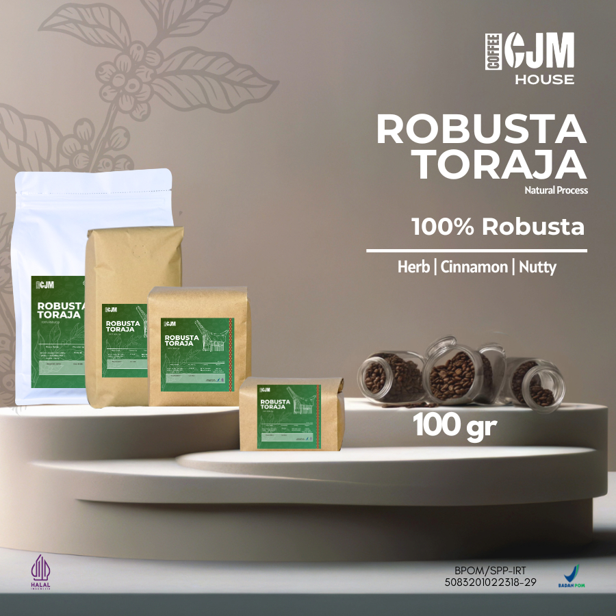 

100gr Pure Robusta Toraja Natural | CJM Coffee House | Kopi Robusta Toraja Premium | Toraja Coffee
