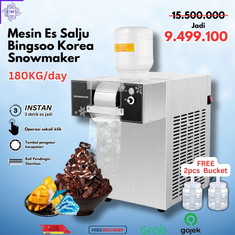 Mesin Es Bingsoo Korea 180kg/24jam Bingsu Snow Ice Machine Mesin Es Salju Es Serut Es Krim