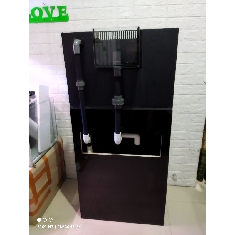 aquarium box overflow 50cm dan meja kabinet