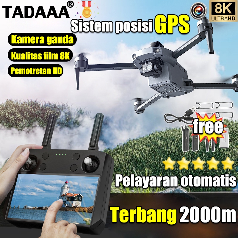 bisa terbang 500000 meter KKRC Drone Camera 3 baterai 8K E99 PRO 2 kamera GPS WIFI FPV penghindaran 