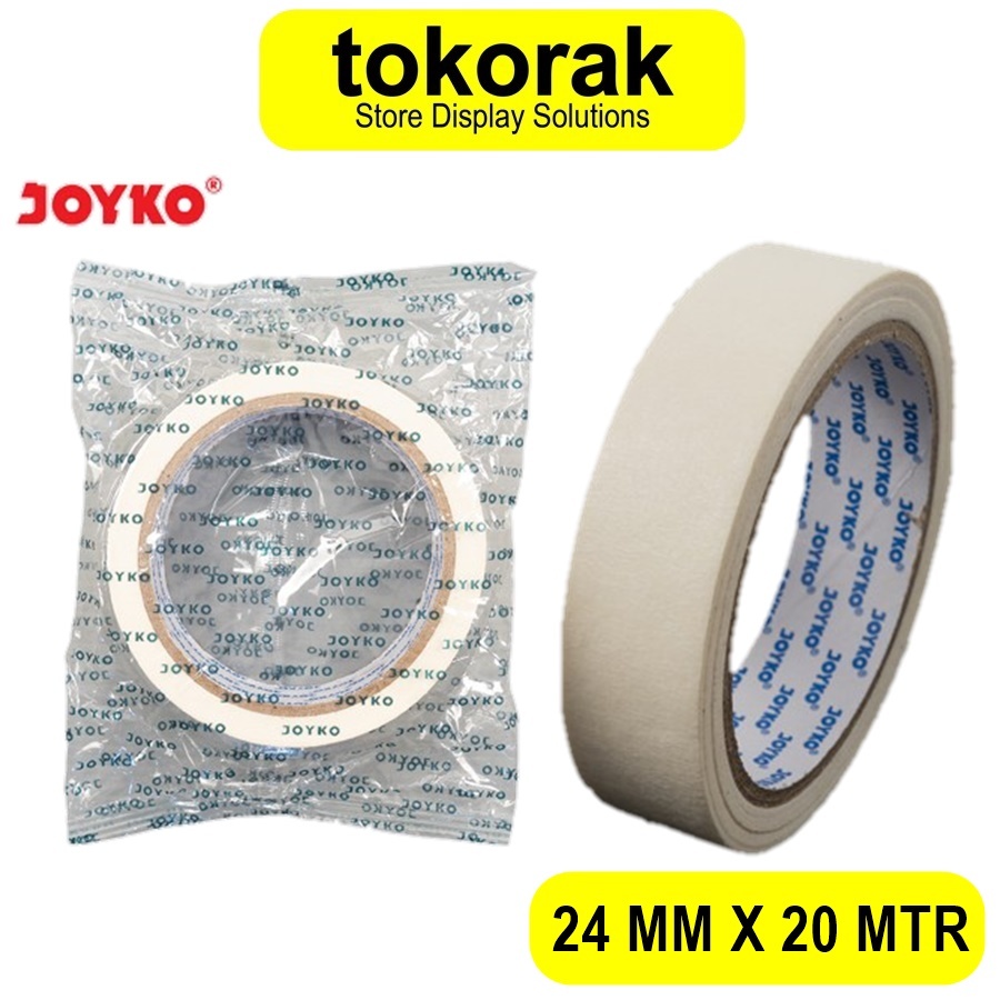 JOYKO LAKBAN KERTAS 1 INCH 24 MM X 20 METER MASKING TAPE 1" 24MM X 20M LAKBAN KERTAS WARNA CREAM 1IN