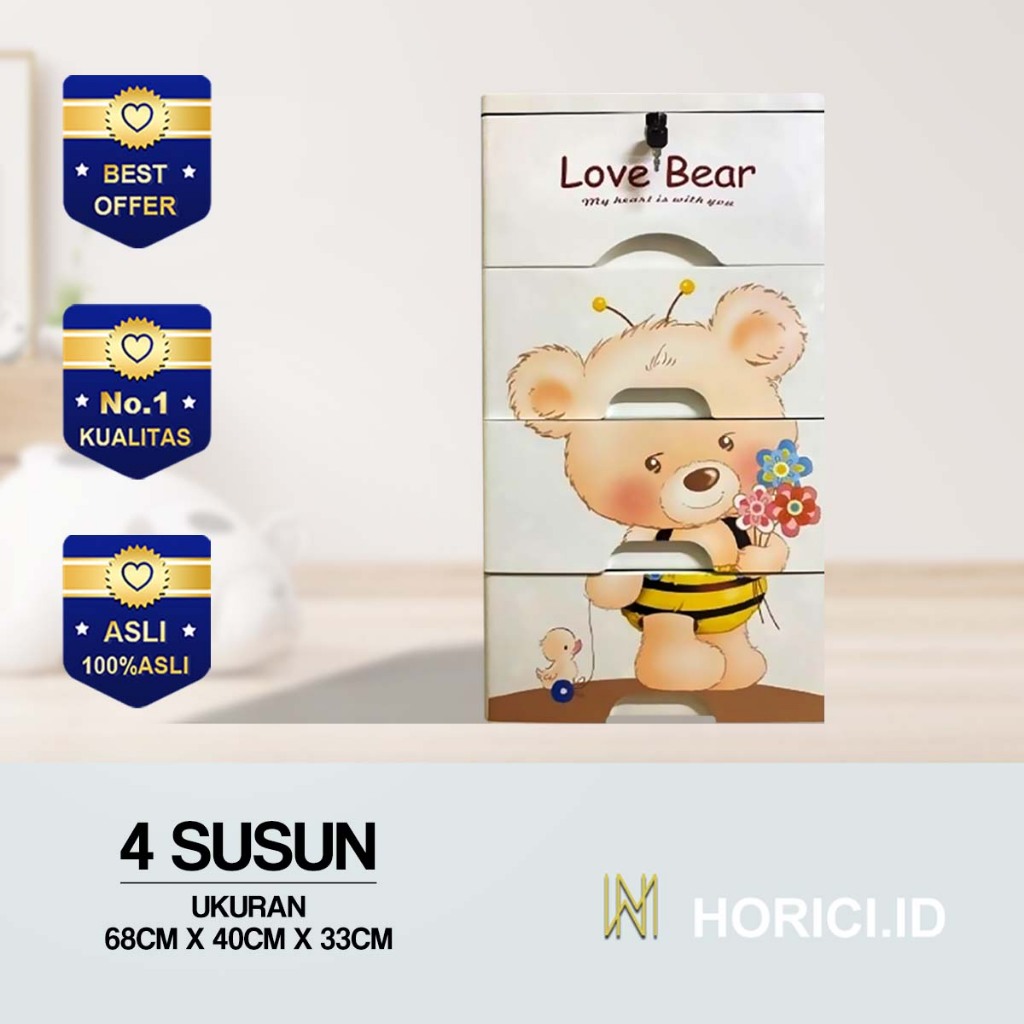 LEMARI PAKAIAN ANAK 5 BOX SUSUN 4 BOX SUSUN -  LEMARI BOX PLASTIK PENYIMPANAN BAJU KARAKTER ANAK