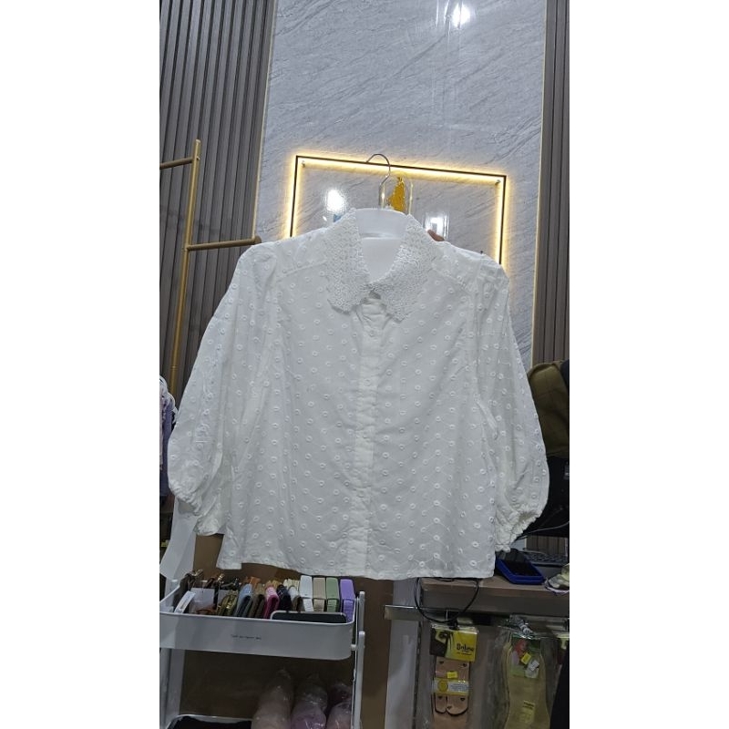 Blouse BKK Putih Katun Bordir