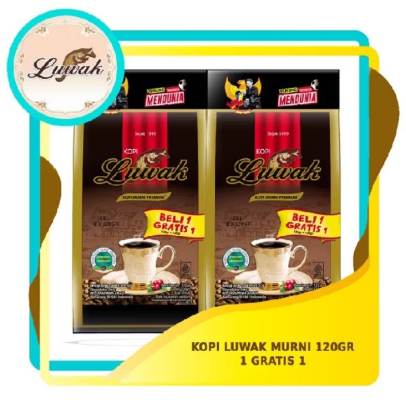 

Luwak kopi hitam beli 1 gratis 1 120gr x 2 ( isi 2 )