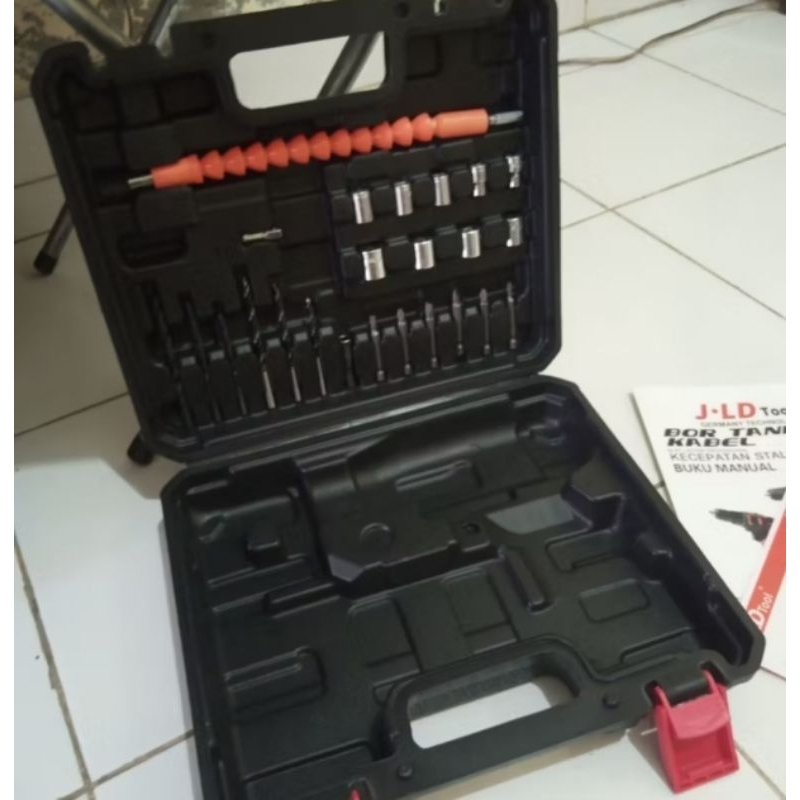 KOPER Bor(bukan untuk impact wrench)+MATA OBENG + KUNCI SHOCK SET BOR CORDLESS