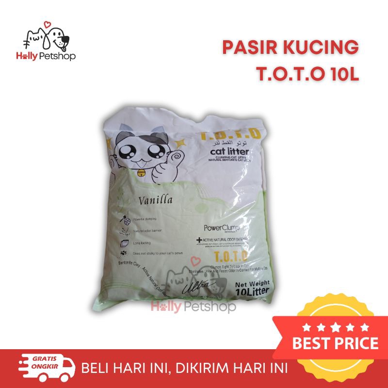 Pasir Kucing TOTO 10 liter - Pasir Kucing Wangi Gumpal