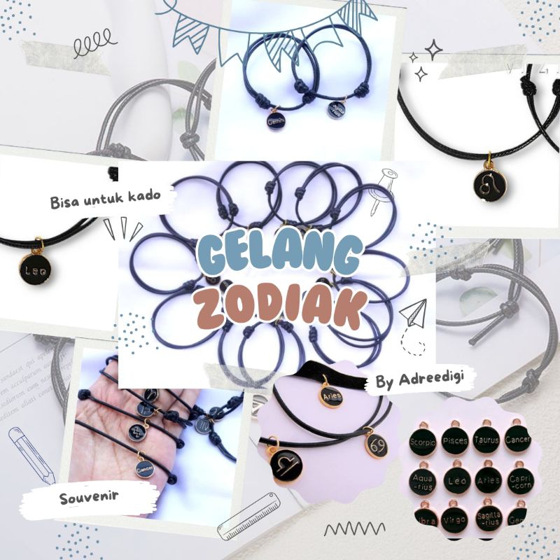 GELANG ZODIAK ( GELANG TALI ZODIAK) UNTUK SATU PCS GELANG