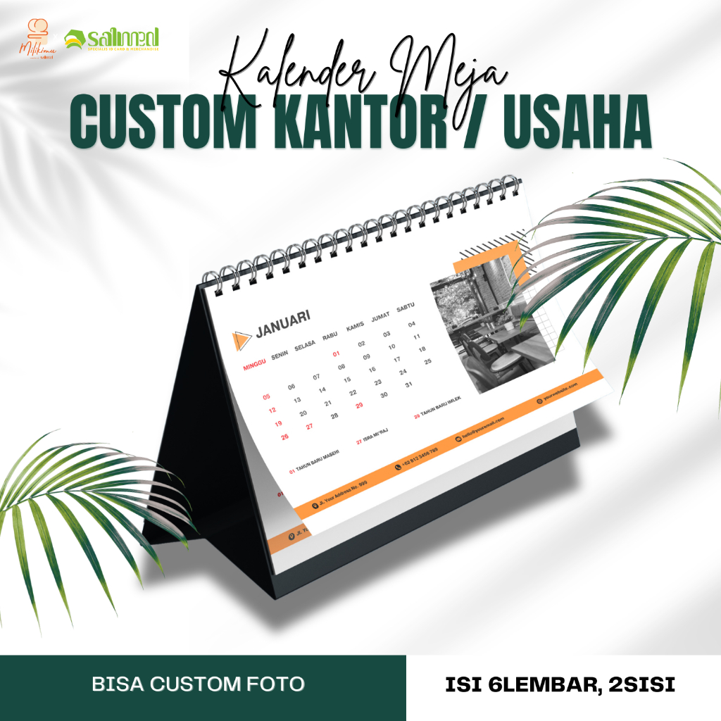 

Kalender Meja 2025 A5 Dudukan Linen Tebal Custom Kantor / Usaha | Isi 6 Lembar 2 Sisi