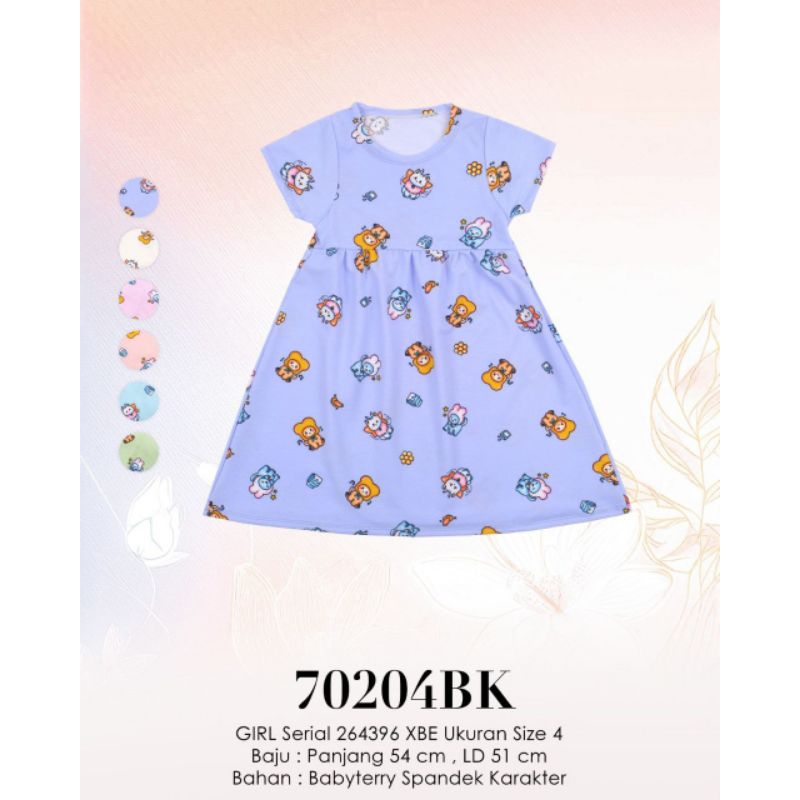70204BK Lemone anak girl daster anak kaos babyterry dress motif lucu