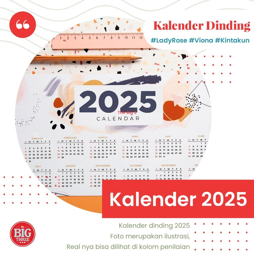 

Kalender Dinding 2025 Indonesia Ukuran Besar 50 x 34 cm - TBT