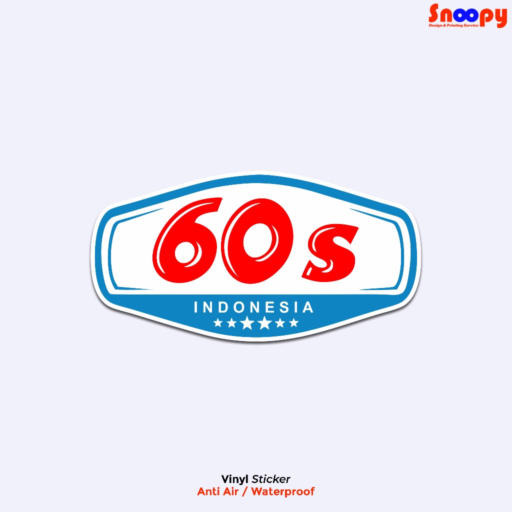 

Sticker Bahan Vinyl Glossy Print Cut Stiker Logo 60s Indonesia Satuan