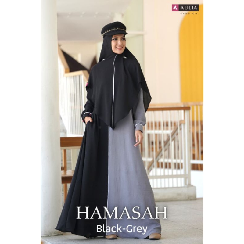 BAJU GAMIS AULIA FASHION TERBARU POLOS CRINGKLE BUSUI HITAM ABU ABU