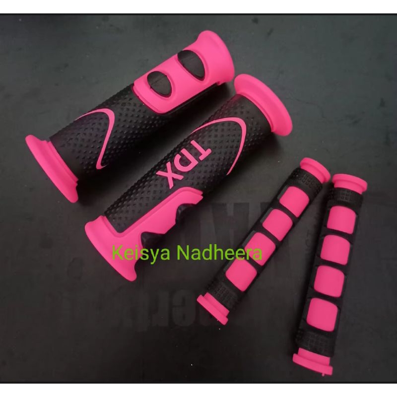 Handgrip motor variasi plus karet handle pink universal semua jenis motor