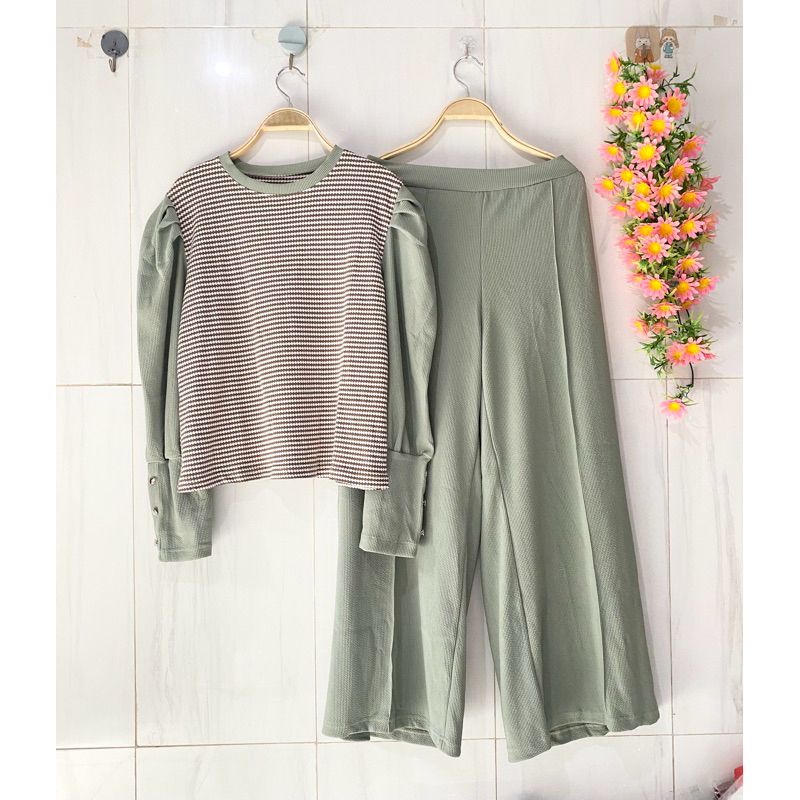 setelan inara knit premium setelan celana wanita knit premium set knit wanita setelan celana kaos kn
