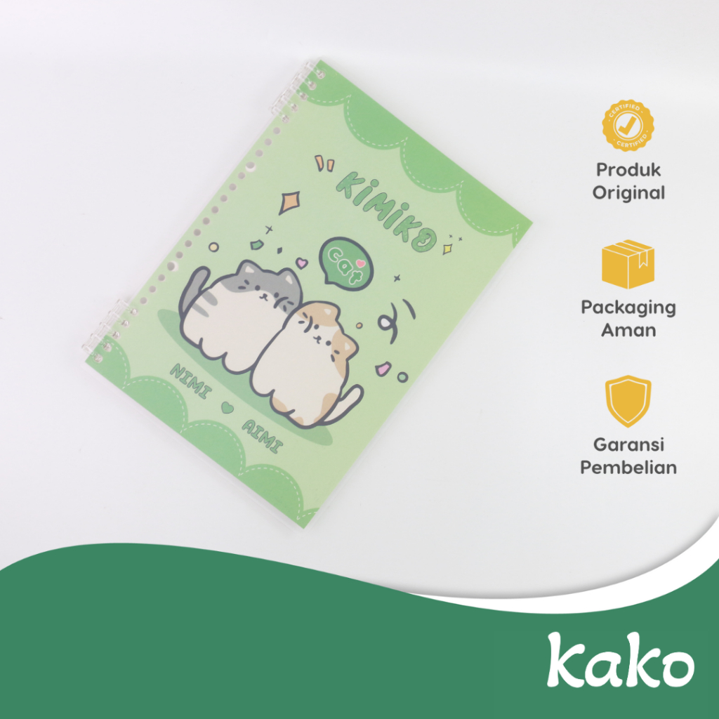 

KAKO KIMIKO CAT 10RING NOTEBOOK B5 GREEN