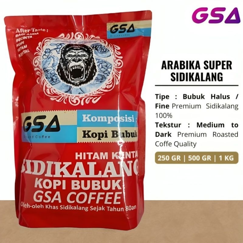 

GSA Coffee - Kopi Hitam 1 Kg 1Kg - Asli Sidikalang Medan - Bubuk Murni Original - Specialty Black