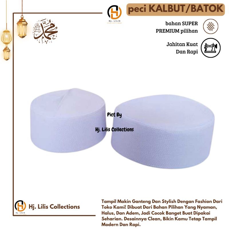 Peci Songkok Putih Batok Polos Tebal Nyaman Di Pakai Kuat Warna Putih Polos Model Peci Habib Bahar T