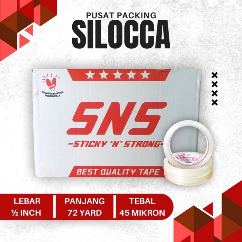 

SOLASI/SELOTIP 1/2 INCH ( SETENGAH ) X 72 YARD SNS KUALITAS TERBAIK/LAKBAN/ISOLASI/TAPE