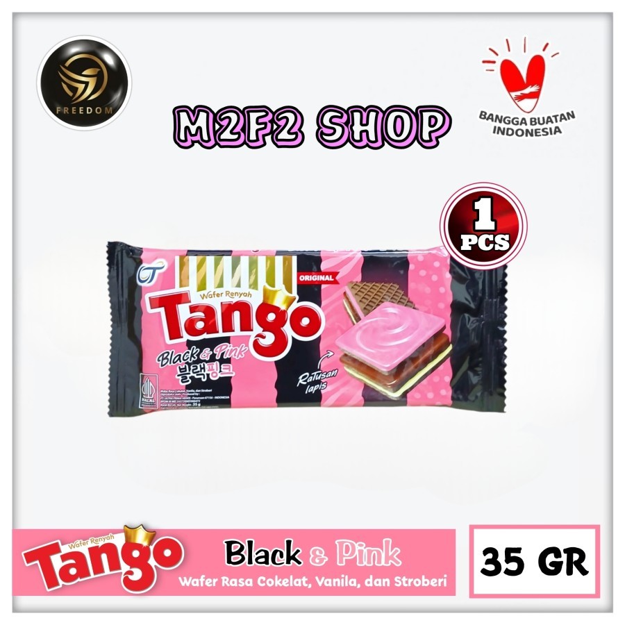 

Tango Wafer Black & Pink BITE SIZE | Krim Cokelat Vanila Stroberi - 35 gr (Kemasan Satuan)
