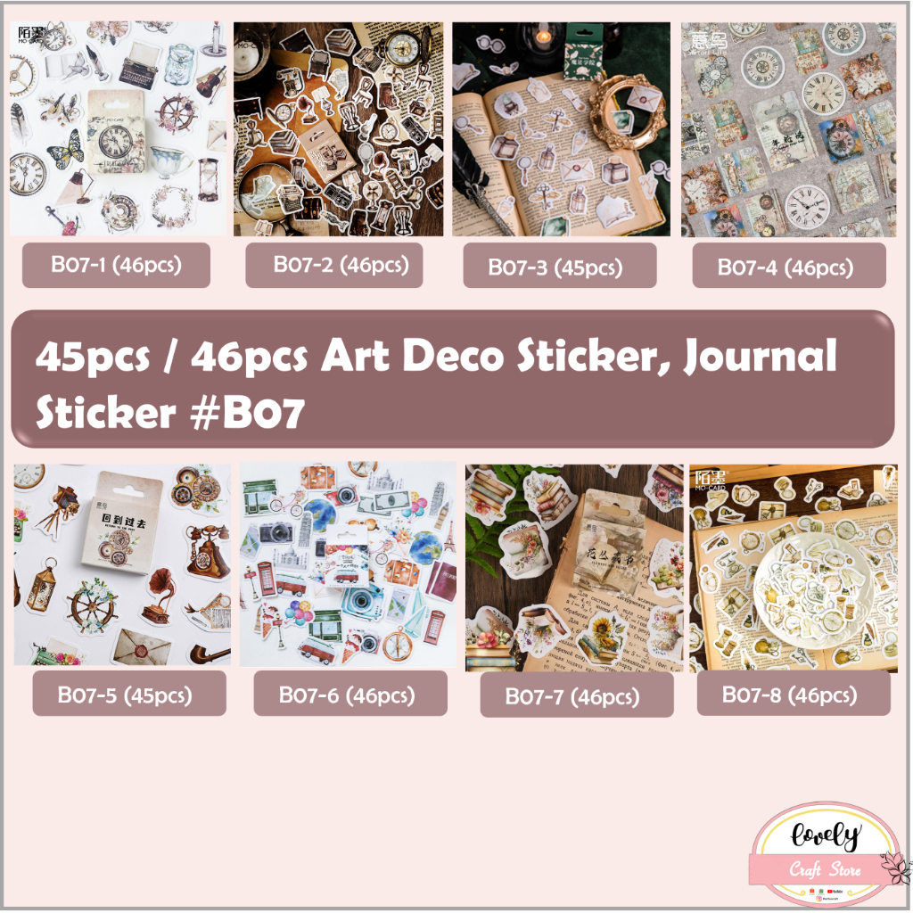 

LovelyCraftStore | B07 ~ 45-46pcs/box sticker journal, bullet journal art deco sticker, scrapbook, diary, decoration sticker mahar