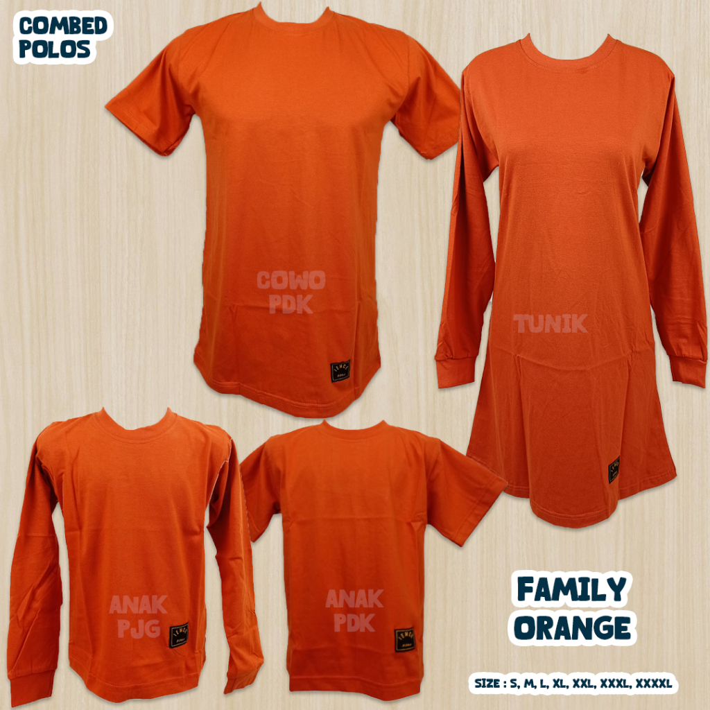 S-XXXL Kaos Polos Orange Oblong Couple Muslimah Seragam Olahraga/Santai/Outbond/Reuni Orange Bata