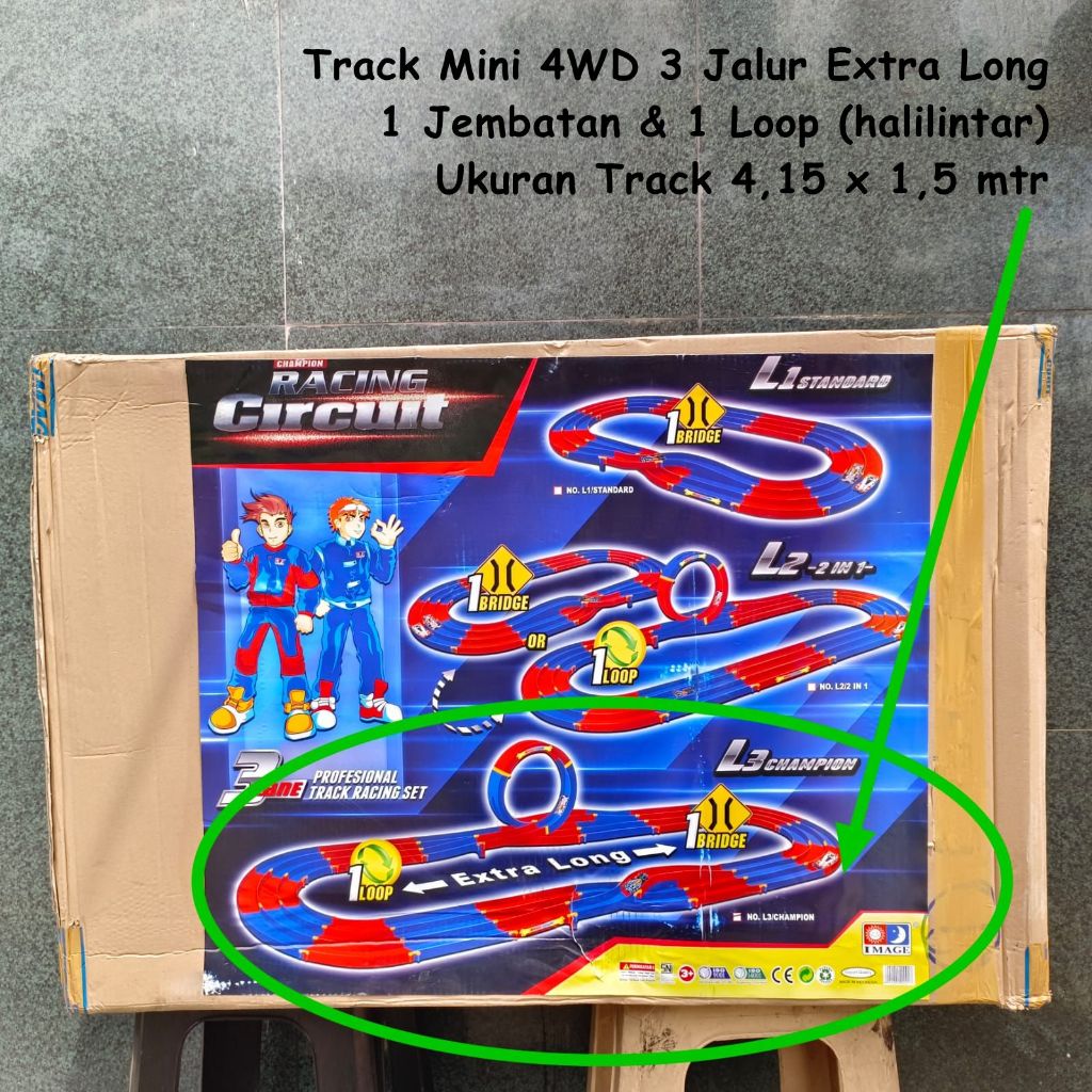 IMAGE Track Tamiya 3 Jalur 1 Jembatan & LOOP HALILINTAR EXTRA LONG - L3 Champion - Track Mini 4WD - 