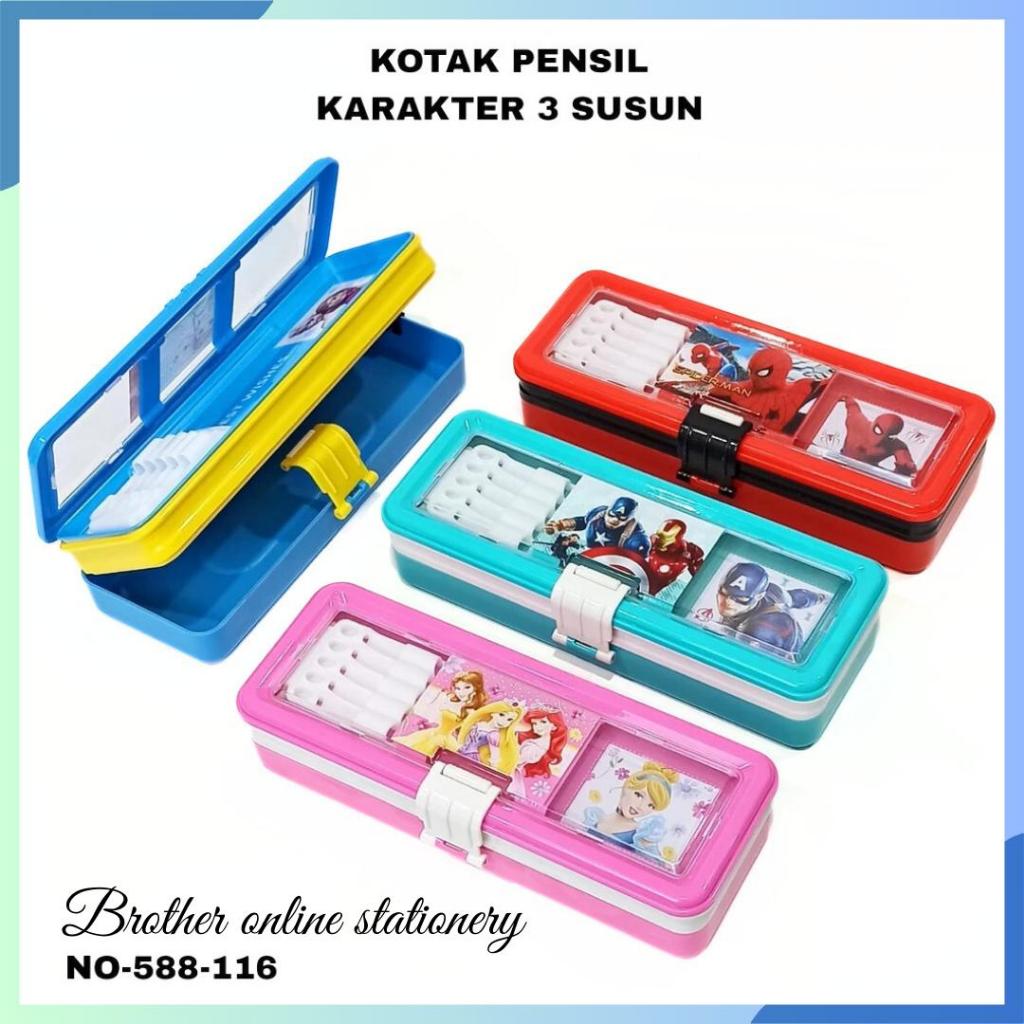 

BOS Kotak Pensil Plastik 3 Susun/Pencil Case/Tempat Pensil Alat Tulis