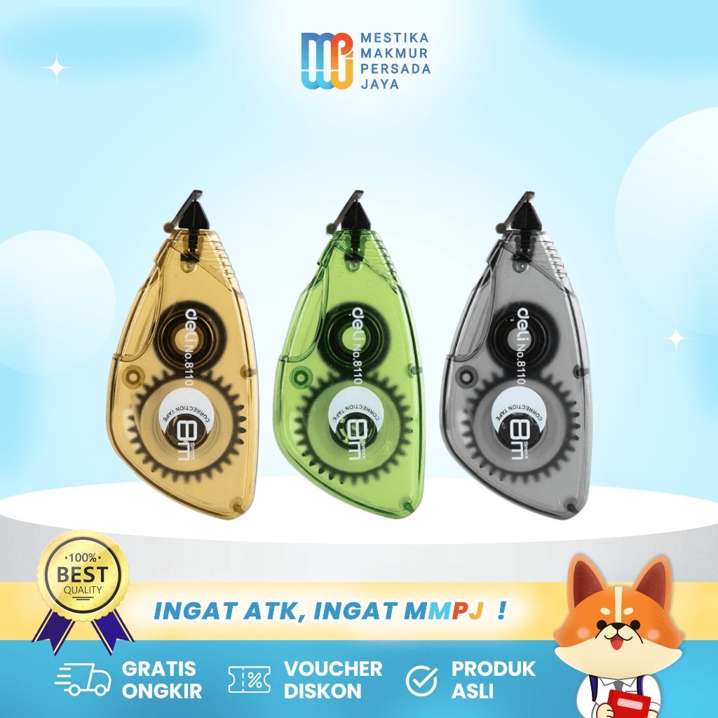 

Deli Minicart Tip Ex Kertas 8M x 5mm Roll Correction Tape Berkualitas E8110