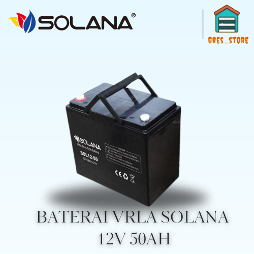 BATERAI SOLANA 12V 50AH AKI UPS SOLANA AKI SOLAR PANEL BATERAI VRLA - SOLANA 12V 50AH