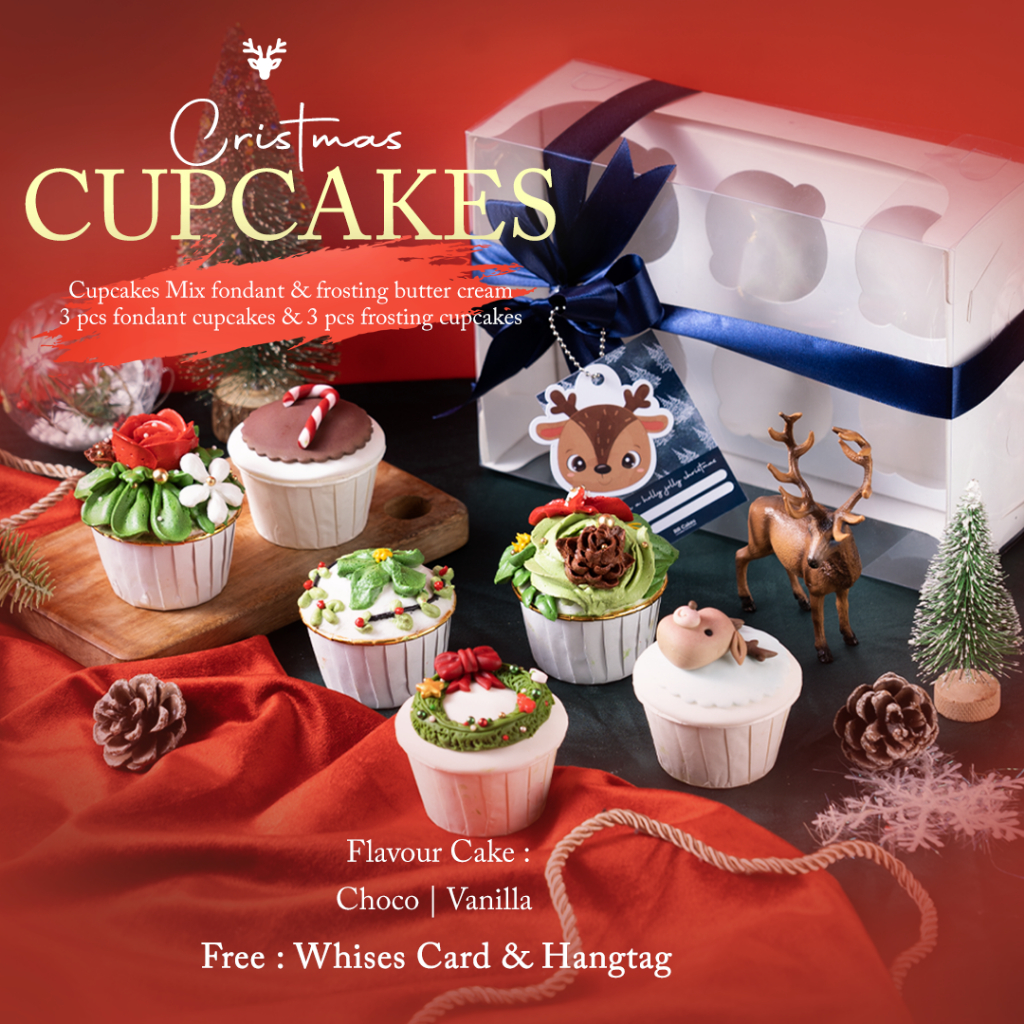 

Christmas Cupcakes Premium Isi 6 Natal Edition Hampers Natal - RRCakes