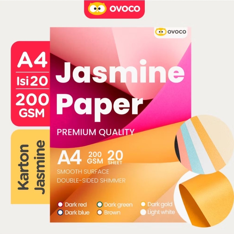Ovoco Karton Jasmine A4 Isi 10 & 20 Double-Sided Shimmer Flower Paper / Undangan / Fancy Paper 180 -