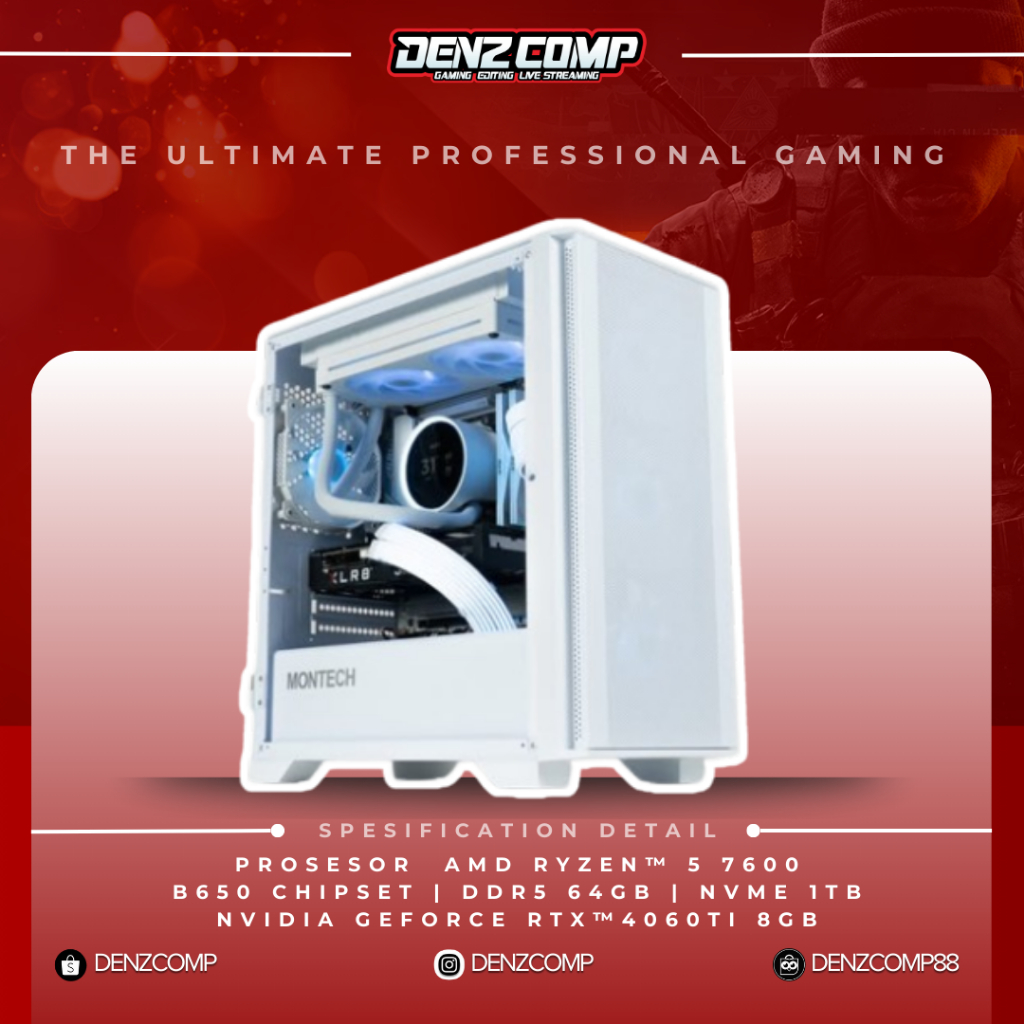 PC GAMING - AMD RYZEN 5 7600 | RTX 4060TI 8GB | DDR5 64GB | NVMe 1TB | AIO COOLER - KOMPUTER GAMING 
