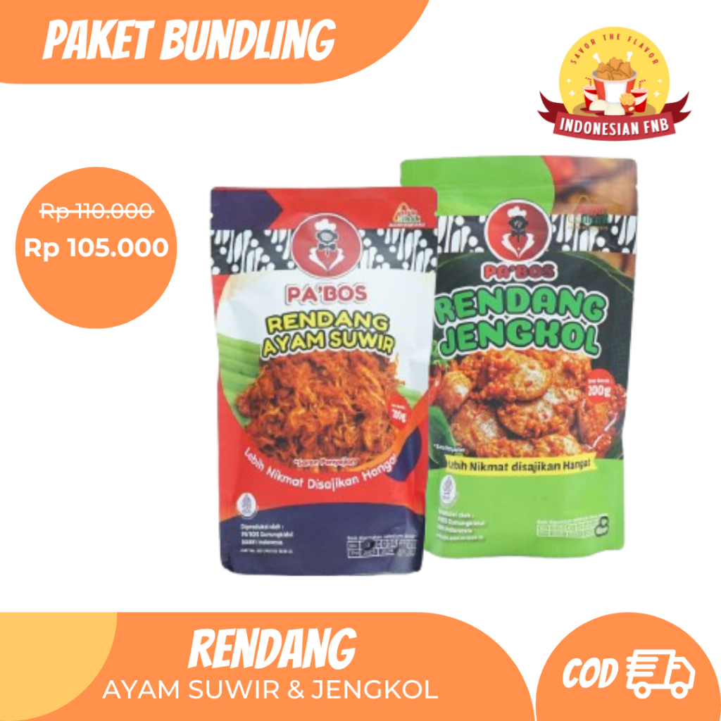 

PA'BOS Bundling Hemat Rendang Ayam Suwir & Rendang Jengkol Lezat dan Praktis 250g