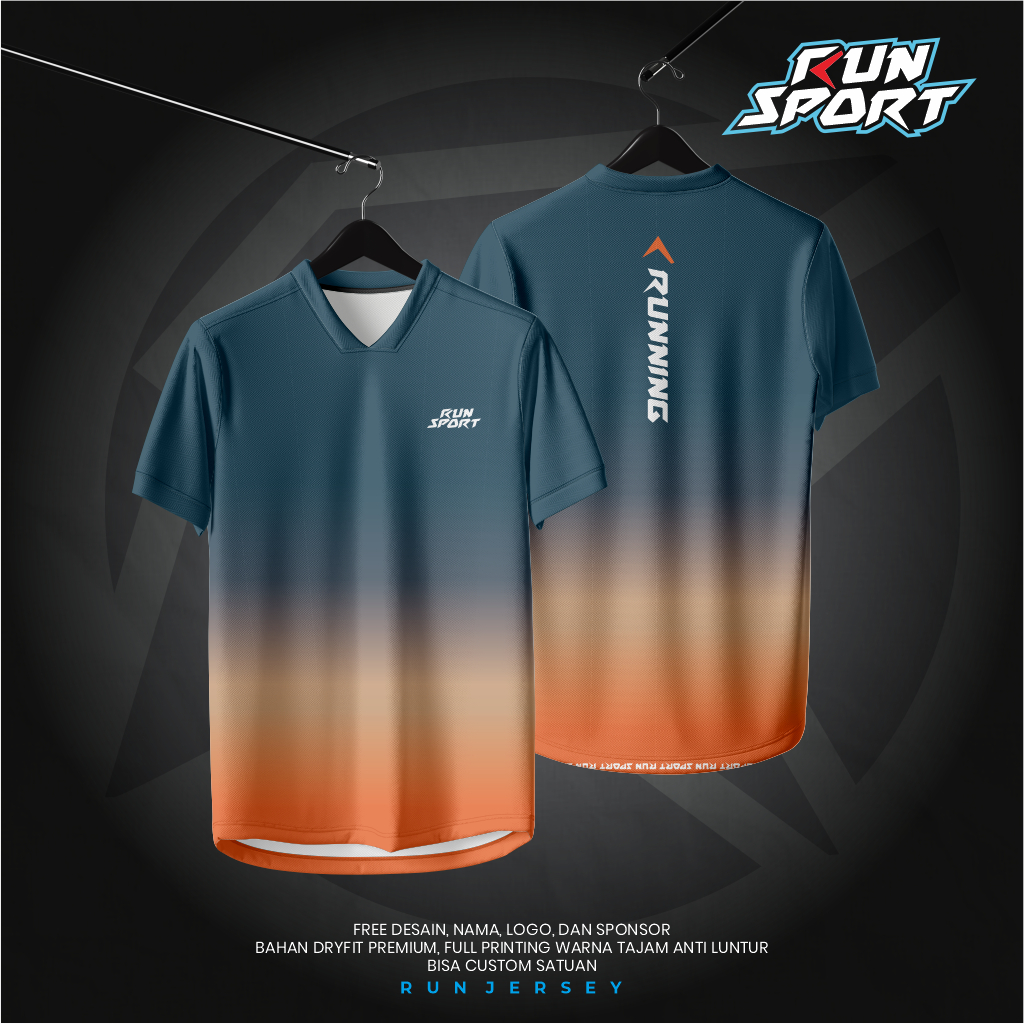 JERSEY RUNNING AFTERNOON ORANGE - JERSEY LARI -  JERSEY BADMINTON - JERSEY CUSTOM  FULL PRINTING