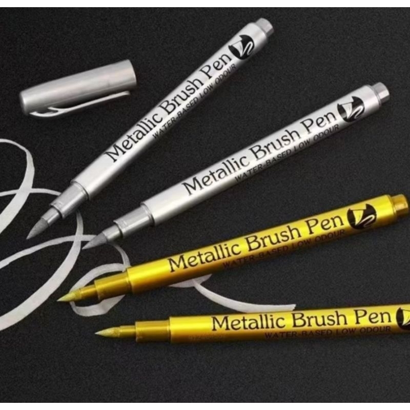 

spidol permanent metalic gold, silver, hitam