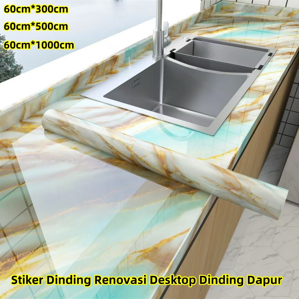 Stiker Tahan Minyak Dapur Marmer 60Cm * 500Cm Stiker Kompor Kompor Tahan Suhu Tinggi Tebal Film Furn