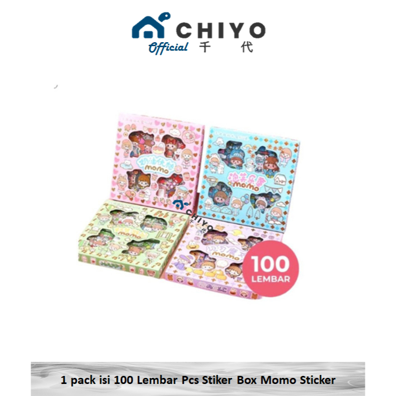 

CHIYO Living - 1 pack isi 100 Lembar Pcs Stiker Box Momo Sticker Set Viral Korea Lucu Sticker Anak