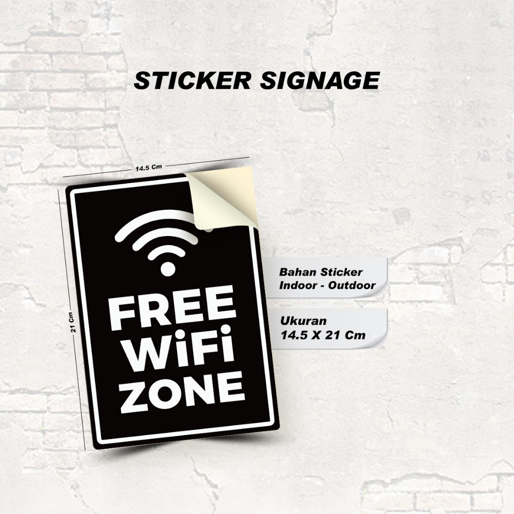 

RD - STIKER FREE WIFI ZONE/ MURAH BAHAN VINLY / STIKER UKURAN 14.5 X 21 / STIKER SIGNAGE CCTV 24 JAM / INDOOR - OUTDOOR,,,
