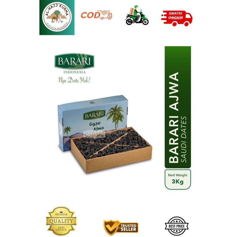 

BARARI Ajwa Kurma Arab 3 Kg Premium Dates High Quality Tekstur Lembut