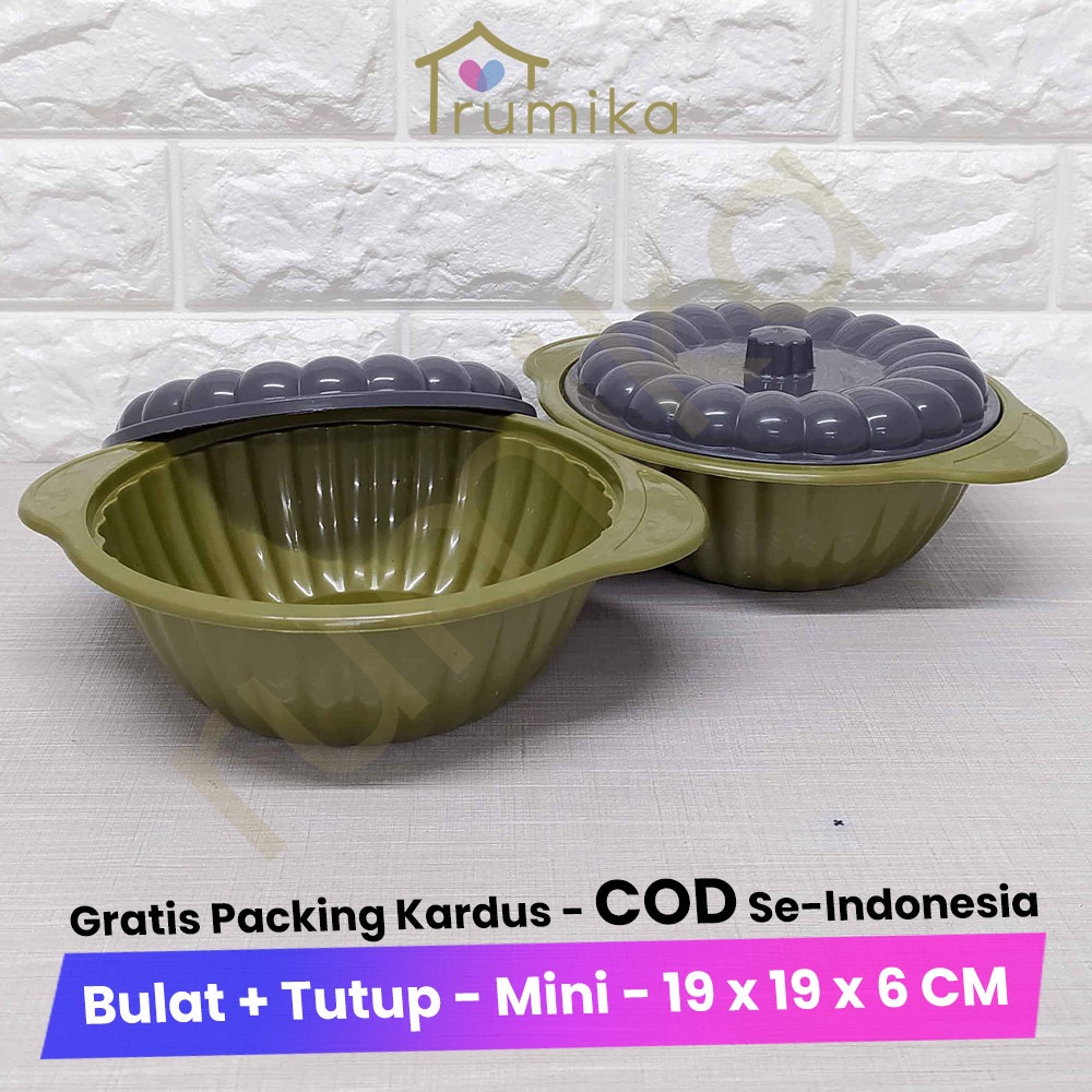 Tempat Saji Mini Plastik / Wadah Makan Bulat - Basi Bulat Miniso Warna Gold