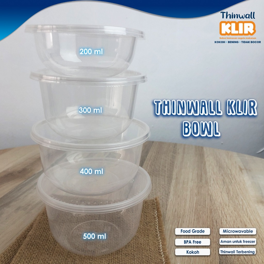 Thinwall 500 ml Bowl / Kotak Makan Plastik 500 ml Bulat / Food Container 500 ml Bowl