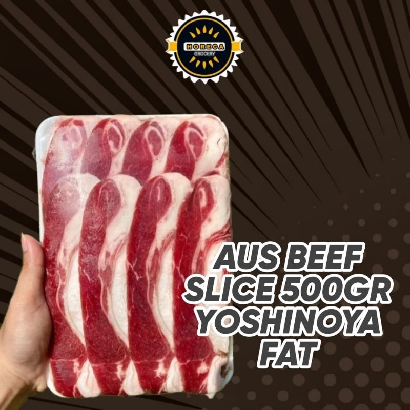

AUS BEEF SLICE FAT YOSHINOYA 500gr / Australian Short Plate 500 gr l
