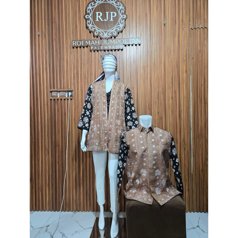 Couple set jumputan premium | Kemeja smoke tricott dan outer full tricot