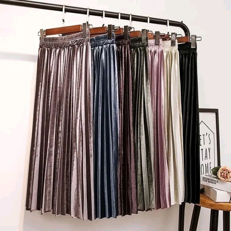 ROK BLUDRU IMPORT JUMBO PANJANG| ROK BLUDRU VELVET IMPORT