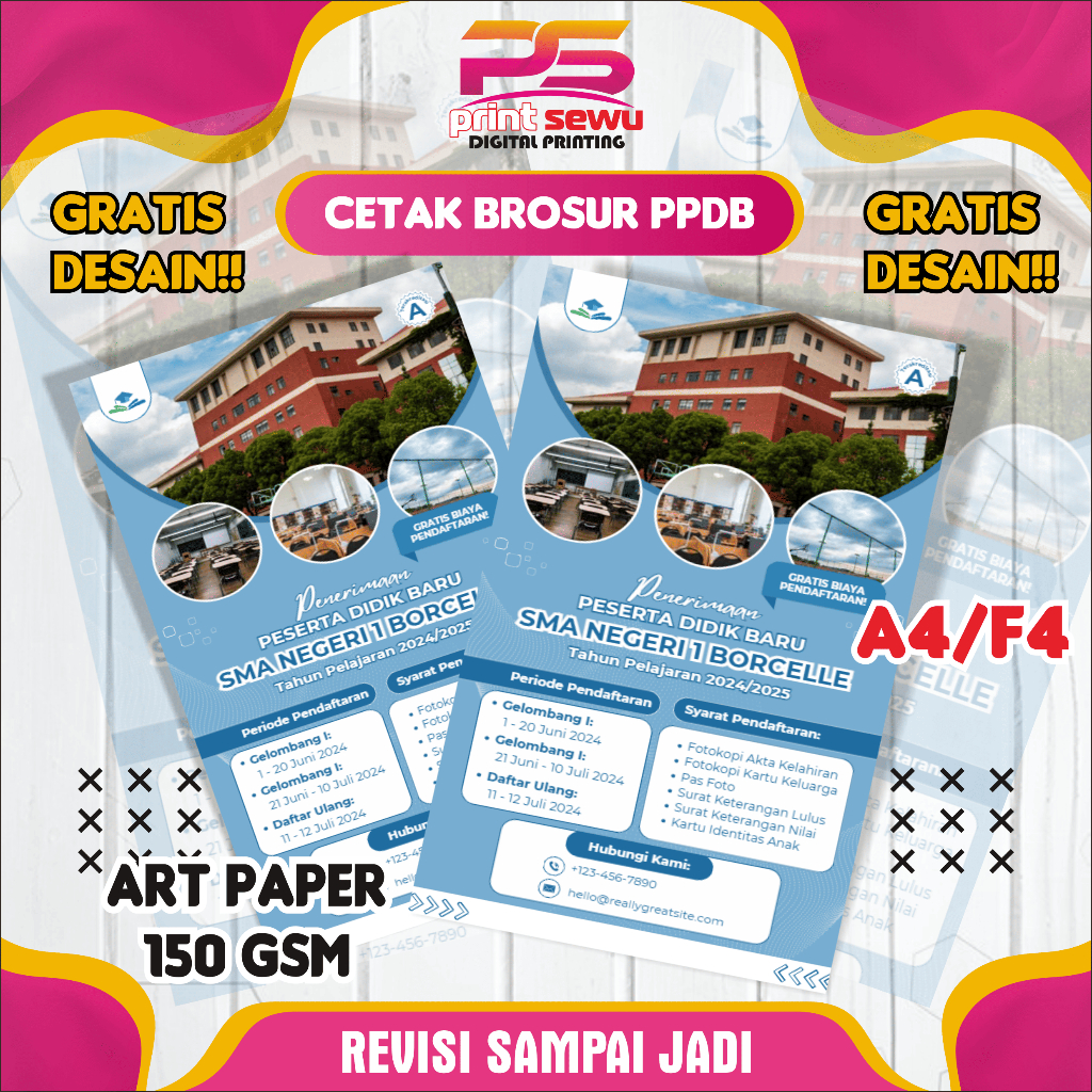 CETAK BROSUR PPDB | GRATIS DESAIN | ARTPAPER 150 GSM | REVISI SAMPAI FIX