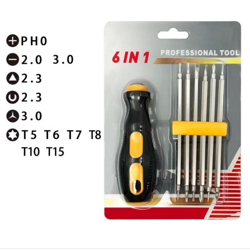 Obeng Set 7 Pcs Bolak Balik - 12 Mata Obeng Y/U Plum Blossom Segitiga Obeng Multifungsi